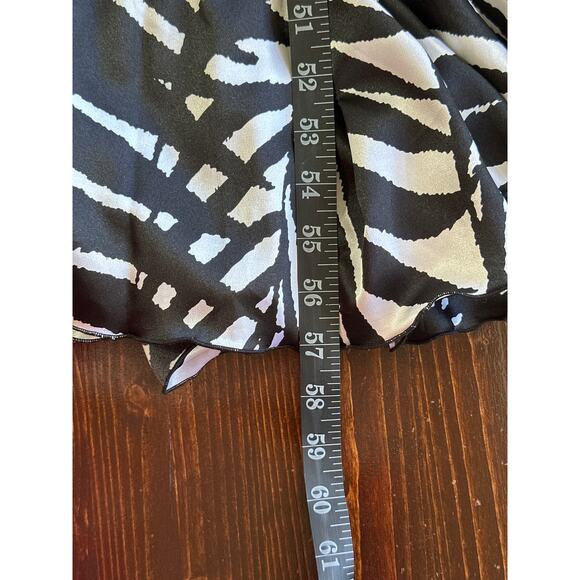 VTG 90s Y2K Cache Strapless Mermaid Maxi Dress Sz0 Black White Palms Ruched Prom - Picture 16 of 16